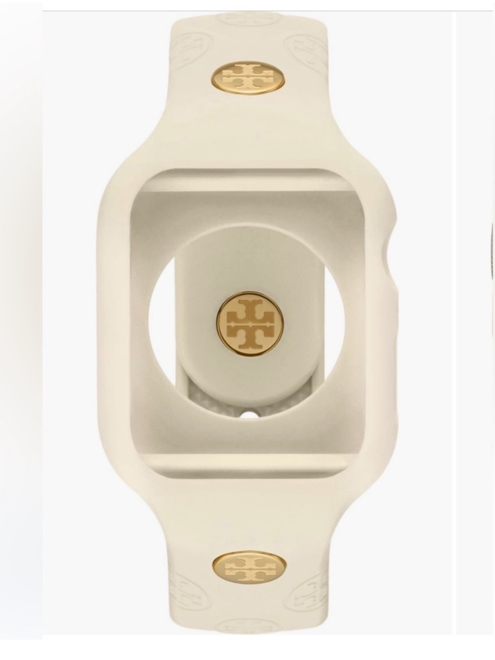 Tory Burch Ivory Silicone Apple Watch Case with Gold Logos